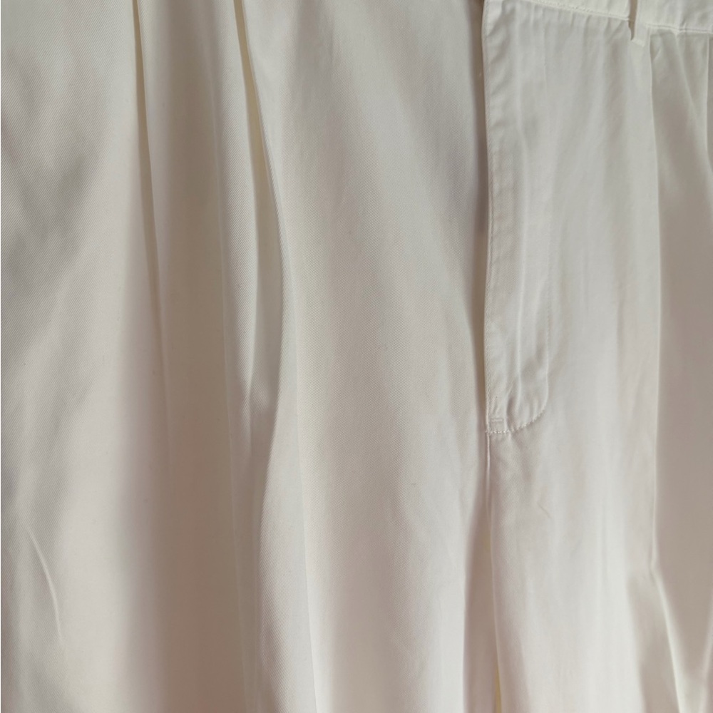 RALPH LAUREN POLO Men’s Cotton Twill Pleated Cuffed Trousers Ivory 36/30 - Picture 3 of 6